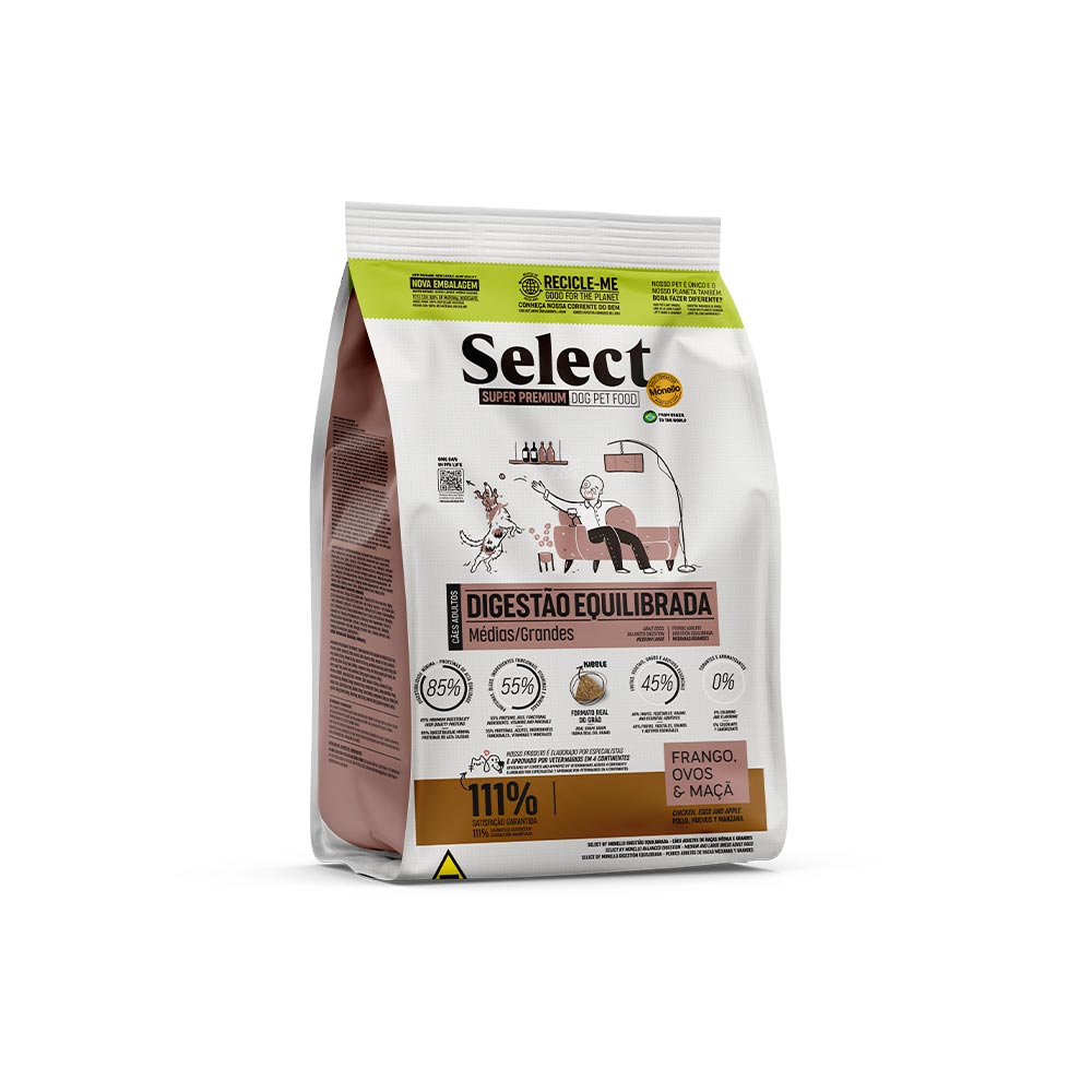 Ração Select Digestão Equilibrada Para Cães Adultos de Porte Médio e Grande