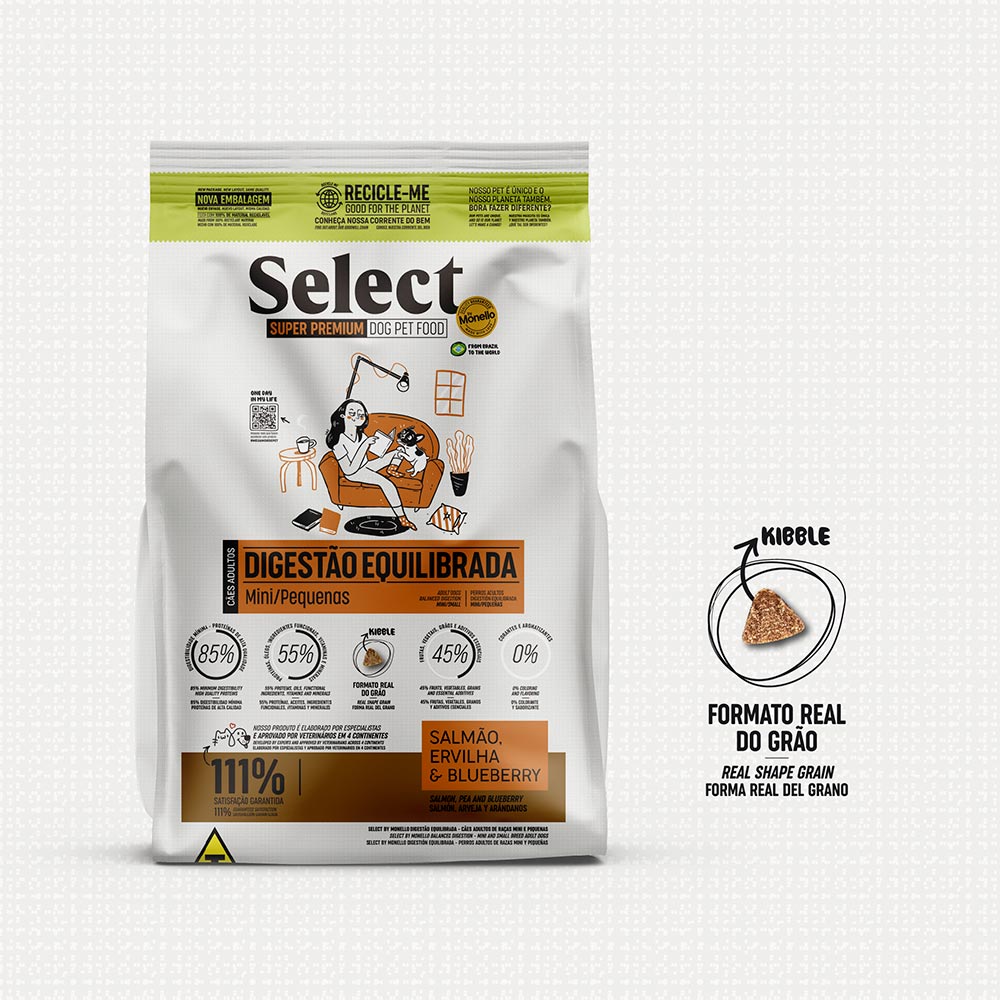 Ração Select Digestão Equilibrada Para Cães Adultos de Porte Mini e Pequeno