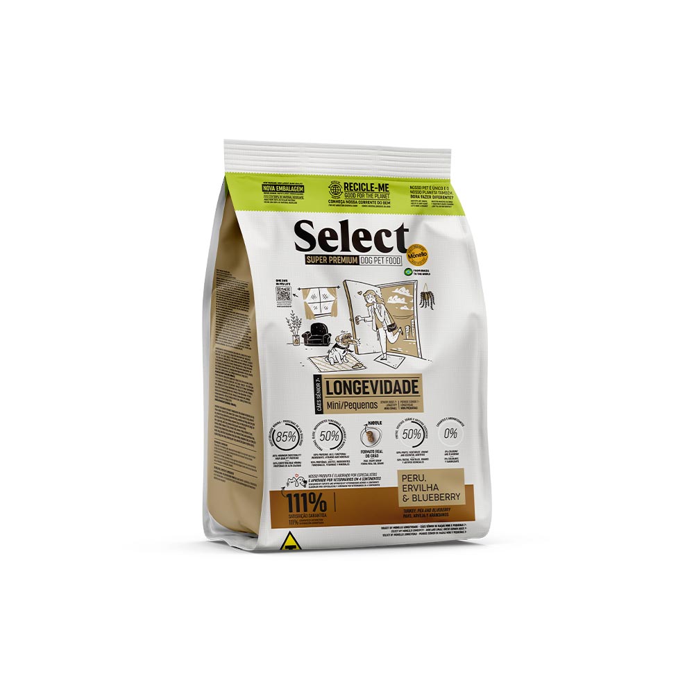 Ração Select Longevidade Para Cães Sênior 7+ Porte Mini e Pequeno